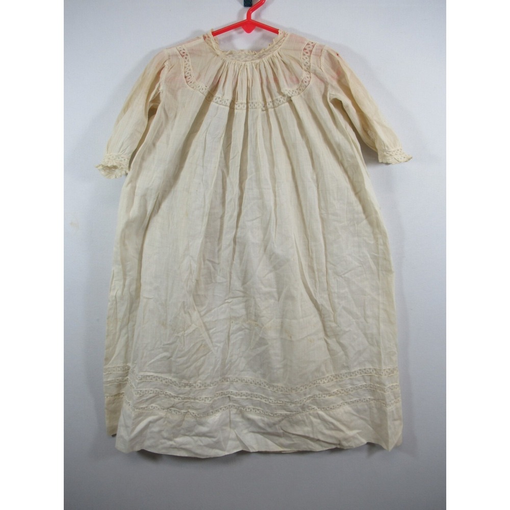 Antique Baby Gown Dress With Lace Edwardian Victorian Nightgown